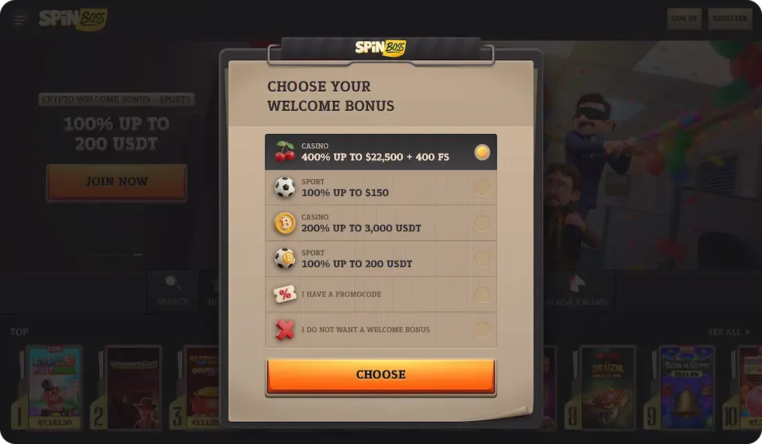 spinboss casino welcome bonus